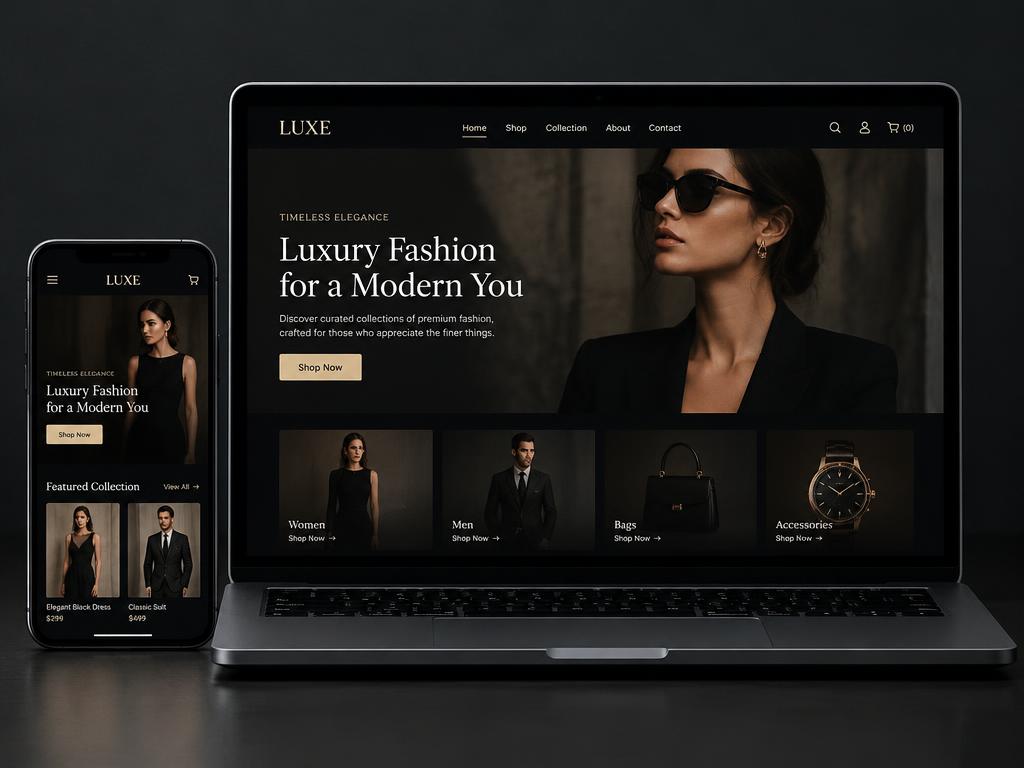 LUXE Commerce online storefront design concept